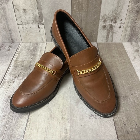 NWOT Asos Brown Chain Loafers Size 8 - Picture 1 of 10